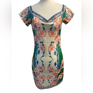 Flying Tomato Bodycon Mini Dress Size L Tropical Floral Summer Vacation Dress